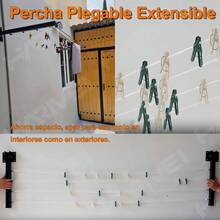 Tendedero  Plegable Retráctil de Pared, para Ropa y Cobijas con Pinzas, Reforzado de Metal y Acero Inoxidable - negro - Ver 5