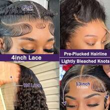 Uveous 13x4 Lace Front Wigs Human Hair 30 40 Inch JerryCurly HD Transparent Lace Front Wigs Human Hair Pre Plucked Natural Color 200 Density With Baby Hair For Women - 黑色 - 查看 7