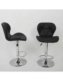 Set Of 2 Bar Stools Kitchen Counter Breakfast Chairs Pallpall - Black - View 1