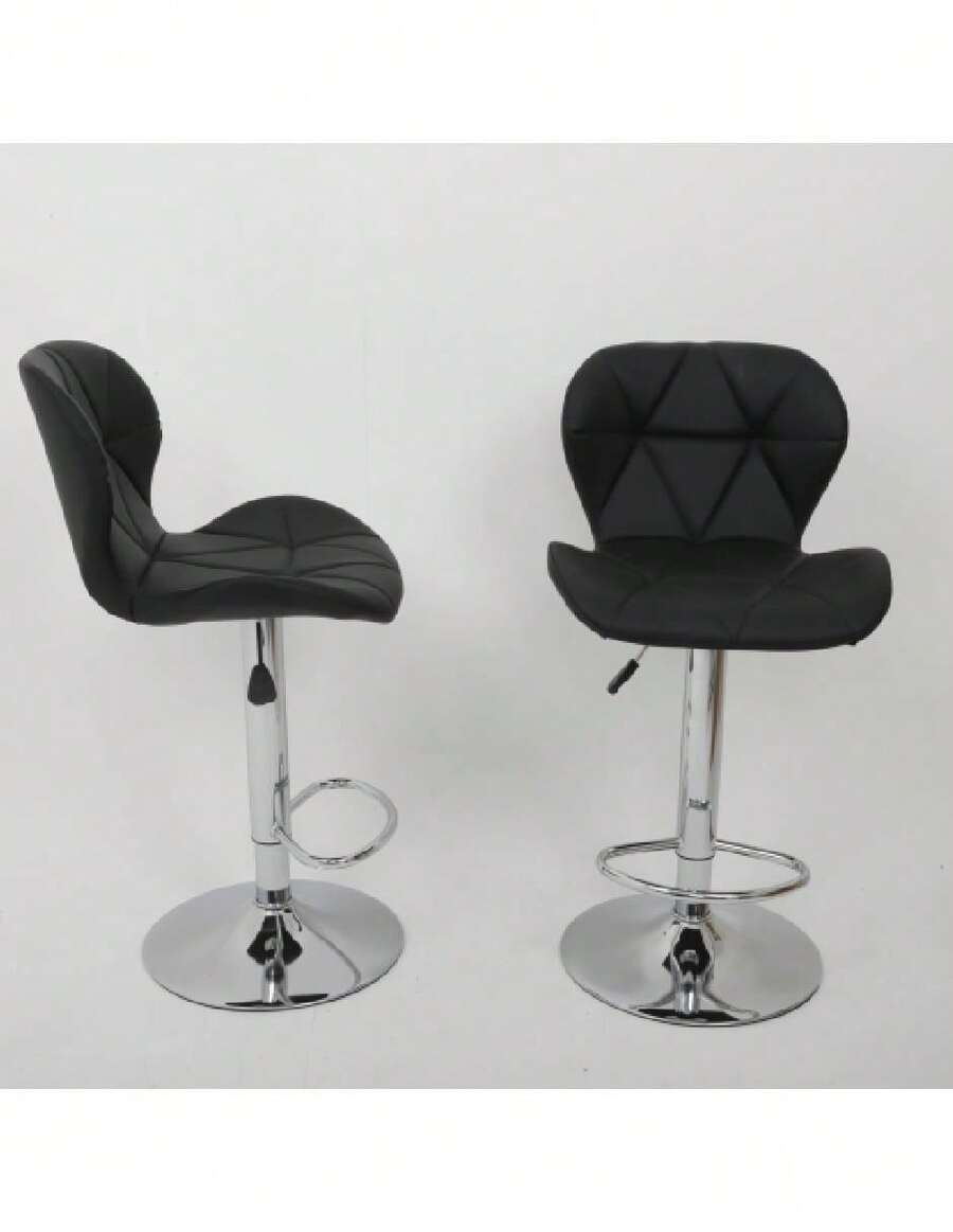Set Of 2 Bar Stools Kitchen Counter Breakfast Chairs Pallpall - Black - View 1