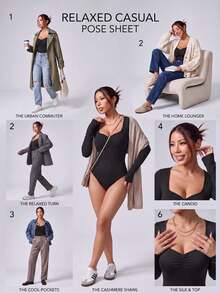 1pc All-Season Long Sleeve Sports Jumpsuit, Square Neck Design, Slimming Ruched Chest, Fashionable Comfortable Versatile Black - Black - View 6