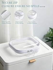3pcs Transparent Zipper Storage Boxes With Lids - Portable Transparent Storage Boxes With Handles, Durable Travel And Electronic Product Storage, Multi-Size Storage Bags - Multicolor - View 3
