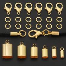 100pcs Golden DIY Connector Making Parts Including Lobster Clasp + Closed Jump Rings + Multiple Sizes Smooth Pendant Connectors Suitable For Handmade Weaving DIY Necklace, Anklet, Bracelet, Round Single Loop, Pendant Connector, Bag Chain Connector Ring, Beaded Accessories And Other Jewelry Making Materials DIY Jewelry Making Parts - Accessory Set - View 12