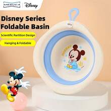 Mesuca 1pc Foldable Home Wash Basin, Disney Cartoon Character Style, Blue/Orange/Pink 3 Colors Optional, With Hanging Hole Design, Space-Saving, Portable Multi-Function, For Face And Foot Washing, Soft Silicone Bath Tub - Multicolor - View 11