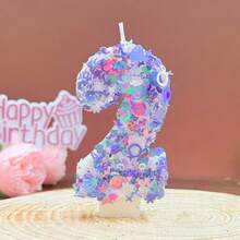 0-9 Number Birthday Candles, Cake Decoration Creative Handmade Candles, Party Holiday Colorful Blue Dopamine - View 13