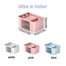 1pc Pink-Drawer-Desktop Storage Box, Cosmetic Storage Box, Desktop Organizer, Suitable For Desktop Storage, School, Home, Office Supplies Organization - Multicolor - View 8