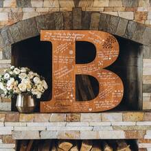 1pc Personalized Wooden Letter Guest Book - Orange, Rustic Bohemian Style, With Custom Initial Decoration, Suitable For Weddings, Graduation Season - Multicolor - View 12