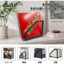 卓上レコードスタンド 金属製 収納 角形ベース 最大40枚収納 | 滑り止めパッド付き アルバムディスプレイ インテリア収納 - 黒 - チェックする 6
