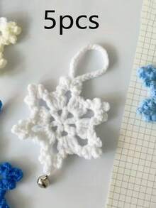 5pcs Handmade Crochet Snowflake Ornaments, Christmas Tree Decorations, Christmas Theme Hanging Decor, Holiday Home Decor, Car Hanging Accessories, Mini Christmas Decorations, Mini Pendants - Multicolor - View 12