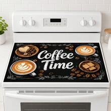 1件裝 Coffee Time 印花廚房瀝水墊，黑色咖啡杯與咖啡豆圖案，碗盤乾燥墊，咖啡機墊，廚房檯面餐墊，適用於廚房、餐桌、咖啡角與居家裝飾 - 彩色 - 查看 5