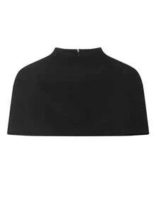 Round Neck Cape Short Cover-Up Top Street Style - Black - View 4