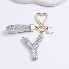 1PC Fashion Sparkling Rhinestone Alphabet Keychain Cute Letter Charm Key Ring Exquisite Backpack Decoration Accessories Gifts - Multicolor - View 11