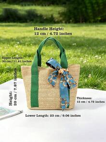 1pc Customizable Personalized Woven Bag, One Shoulder/Crossbody Straw Bag, Large Capacity Women's Handbag, Customizable Woven Bag, Beach Bag, Women's Tote Bag, Shoulder Bag, Handbag, Customizable Personalized Text And Letters, Suitable For Shopping, Travel, Vacation And Outdoor Beach Use, Reusable, Large Capacity, Fashionable Minimalist Exquisite, Unique Gift For Girlfriend, Mother, Friend, Best Friend And Family - Multicolor - View 9
