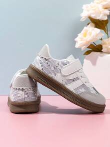 1 Paar Mädchen Trainingsschuhe mit Blumenmuster, Spitze und Pailletten, Klettverschluss, vielseitiger neuer Stil, atmungsaktive Freizeitschuhe für Kinder für Schule, Park, Einkaufen - Weiss - Übersicht 6