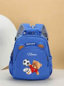 Mini Customizable Cartoon Bear Football Backpack Nylon Zipper Bag With Adjustable Shoulder Strap For School, Toddler Backpack - Multicolor - View 42