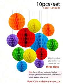 10/5 Stücke/Set 6-Zoll Papier-Wabenblumenbälle, dekorative Papier-Pompons, bunte hängende Blumenbälle, DIY-Papierbasteln, geeignet für Hochzeit, Party, Geburtstag, Versammlung, Heimdekoration - A - Übersicht 11