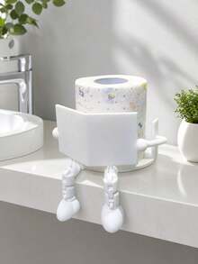 Creative Personalized Human-Shaped Toilet Paper Holder, Unique Newspaper Reading Toilet Paper Holder, Used For Toilet Paper Storage And Organization, Unique Home Decor And Desktop Storage, Suitable For Bathroom, Bedroom And Living Room Storage And Decoration - Multicolor - View 6