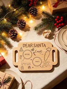 1件裝「Dear Santa」木製字母托盤，適用於派對桌面裝飾、節日桌面收納、放置信件、留言板、放置飲品、主題派對佈置 - 彩色 - 查看 5
