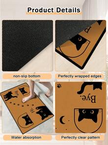 1pc Outdoor Anti-Slip Door Mat With Pet Cat Cartoon Pattern, Indoor Carpet, Bathroom Mat, Kitchen Mat, Decorative Rug, Multi-Functional Hallway Mat, Soft And Comfortable, Easy To Clean, Suitable For Indoor And Outdoor Entryway, Bedroom, Home Decor - Multicolor - View 10