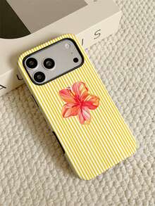 Free Shipping Thickened Anti-Drop Frosted Touch PC TPU 2-In-1 Phone Case Yellow Stripes And Flower Pattern Suitable For11/11PRO/11PROMAX/12/12PRO/12PROMAX/13/13PRO/13PROMAX/14/14PRO/14PROMAX/14PLUS/15/15PRO/15PROMAX/15PLUS/16/16pro/16promax/16PLUS/16E/17/17pro/17promax/AIR/GALAXY/S23/S23PLUS/S23FE/S23ULTRA/S24/24ULTRA/S24PLUS/S24FE/S25/25ULTRA - Multicolor - View 1