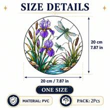 10/5/2/1 buah Stiker Jendela Kaca Patri 7,87*7,87 inci/20*20 cm, Pola Bunga Capung Biru, Stiker Jendela Bulat PVC Statis yang Dapat Digunakan Kembali, Aneka Warna, untuk Dekorasi Rumah DIY Jendela Kaca Dapur Ruang Tamu Rumah Tangga - MultiWarna - View 17