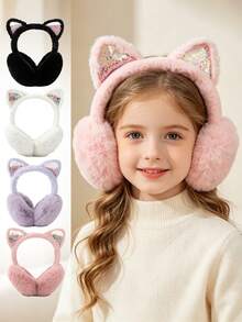 Winter Earmuffs - Cute Girls Ear Covers - Ear Bags - Warm Ear Protectors - Earmuffs With Plush Ears - Multicolor - View 1