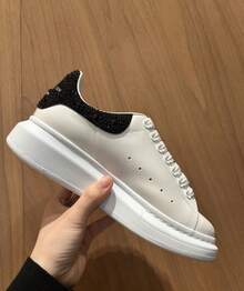 White MQ Platform Sneakers With Black Heel Insert – Unisex Oversized Sneakers - 經典黑磚尾 - 查看 7