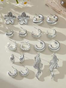 Women's European And American Retro Smooth Earring Set, Personalized Creative Earrings - Silver - View 5