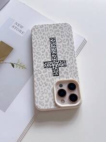 1件裝 宗教豹紋十字圖案 防摔 TPU 材質荔枝紋手機殼，適用於 Apple 11 12 13 14 15 16 17 Pro/Pro Max/14 15 16 17 Plus 手機保護殼，節日禮物，日常通勤，日常防摔風格 - 彩色 - 查看 5