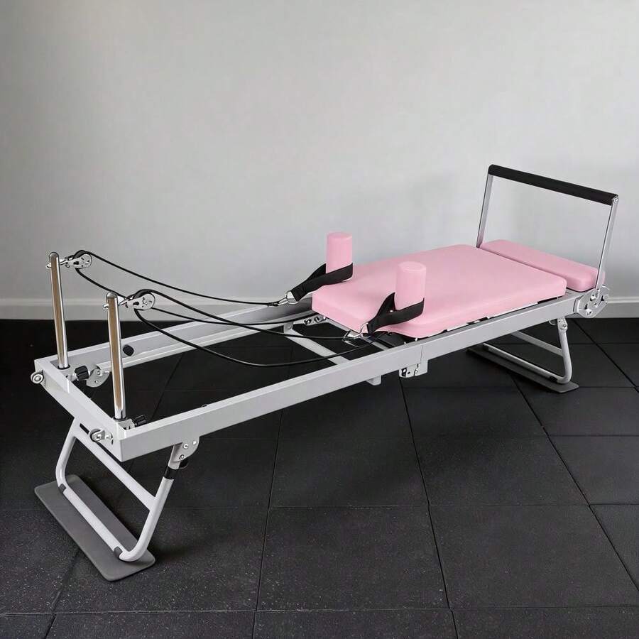 Collapsible Pilates Reformer Machine For Home Gym – Studio-Grade, Dual Resistance (Springs & Cords), Heavy Duty, Quiet & Portable, Ideal For Beginners & Advanced Users - Pink - View 1