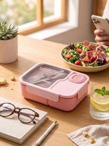 1pc Lunch Box With Portable Sauce Container, Microwave , Dishwasher , Back To School Snack Lunch Box, Suitable For Outdoor Dining - Multicolor - View 9