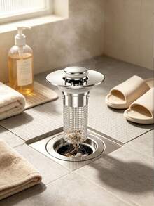 1/2/3 Packs Stainless Steel Pop-Up Sink Drain Stopper With Removable Filter Basket, Fits Bathtub/Shower Drain Cover, Collects Hair, Easy Snap-In Replacement Plug To Clear Clogs (No Chemicals/Easy To Clean) Prevents Clogs And Jewelry Loss - Multicolor - View 7
