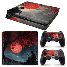 Red Moon Maple Leaf Samurai Japanese Style Vinyl Skin Sticker Compatible With PS4 Slim Console + Controller Full Coverage Waterproof Scratch-Resistant Dust-Proof Removable No Residue - View 10