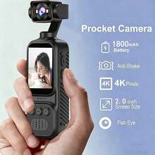 4K HD WiFi 行動攝影機,手持錄影攝影機,270°旋轉鏡頭,2英吋螢幕,64GB SD卡,循環錄影功能,7小時電池續航,內建麥克風,適合戶外運動 - 查看 3