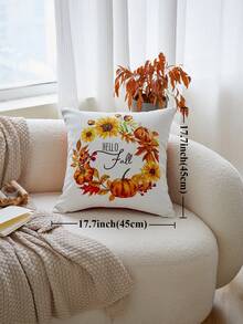 1件感恩節花環南瓜刺繡枕套,Hello Fall 感恩節枕套,適合室內裝飾,感恩節裝飾,四季通用枕套,不含枕芯 - 彩色 - 查看 4