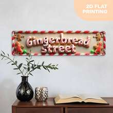 2D Flat - A Humorous Vintage Style Metal Sign, Featuring Gingerbread Candy Cane Design, Suitable For Use In Bars, Halloween, Christmas And More, Pre-Drilled Holes As Shown In Dimension Diagram - Multicolor - View 5