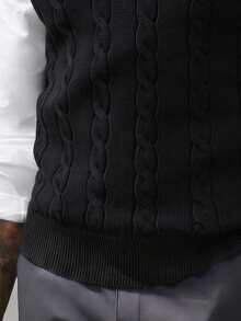 GRDR Men's Striped Patchwork Knit Vest - Casual Fashion Daily Wear - Black - View 8