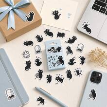 1 Box Cute Animal Cat Paper Stickers, Decorative Material Stickers, Suitable For Collage, Scrapbooking, DIY Journal, Gift Stickers, Back To School Essential - Cat - View 3