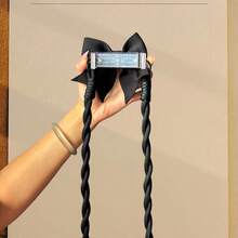 1PC Black Fabric Bow Back Clip Phone Case With Crossbody Strap Lanyard, Korean Style Minimalist Versatile Hands-Free Phone Holder - Multicolor - View 6