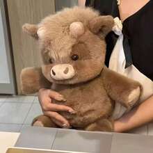 Kids Plush Toy & Blanket Sets - Brown Running Cow, 45 Cm/17.71 Inches - View 1