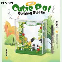 Cute Friends Anniversary Series Set, Adorable Animal Friends Photo Frame Miniature Building Blocks, Cute Bird, Panda, White Rabbit, With Acrylic Display Case, DIY Decoration, Assembled Building Blocks, Building Block Ornament, Suitable For Office Desk And Home Office Decoration. - Multicolor - View 5