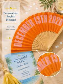 2pcs Personalized Colorful Fans, Vintage Curved Font, With Storage Bag, Customizable With Any Text, Name Or Quote, Business, Wedding Or Event Gift, Suitable For Wedding, Tea Party, Bridesmaid, Wedding Party, Teacher's Day, Halloween - Multicolor - View 4