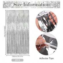 3pcs100*200cm Silver Tassel Ribbons, Party Decor Curtain, Shiny Metallic Texture Design, Suitable For Photography Studio Props, Birthday Party, Bridal Shower, Wedding, Any Holiday Decoration, Christmas Decor, Backdrop, Party Decoration, Event Styling - silver - View 5