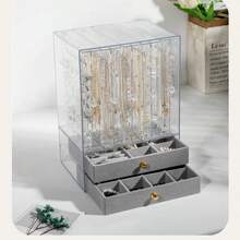1pc Multi-Functional Transparent Desktop Large Capacity Drawer Jewelry Box, Bracelet And Bangle Storage Box, Multi-Layer Divided Watch Storage Box, Ring Box, Earring Storage Box, Necklace Rack, Stud Earring Storage Box, Jewelry Storage Box, Stackable Drawer Jewelry Storage Box, Multi-Purpose Drawer Jewelry Box, Jewelry Storage And Organizer Box - Multicolor - View 11