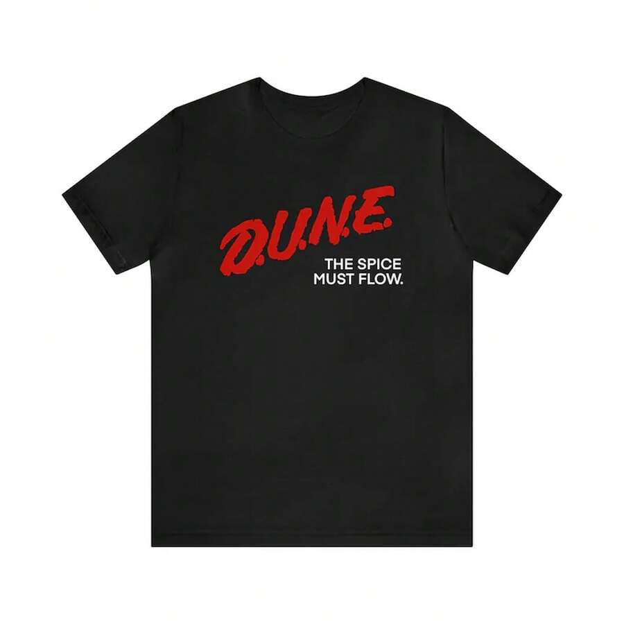 Mercancía de la Película , Camiseta Gráfica "The Spice Must Flow", Ropa Unisex Retro Parodia DARE - Negro - Ver 1