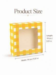 8pcs Yellow Gingham Four Compartment Dessert Box With Clear Window Cute Bakery Gift Packaging For Birthday Parties Celebrations Macarons Mochi Pastries - View 2