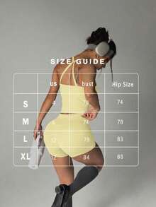 FWH #Fresh Quiet Minimalist Fitness Style# 大學清新運動風 女款運動背心短褲兩件套 黃色 - 黃色 - 查看 5