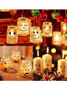 30pcs/1sheet Snowman Face Sticker Set, Reusable PVC Stickers, Suitable For Winter And Christmas Holiday Decoration, Fridge Magnets, Party Gift Wrapping, Notebooks, Water Bottles And Other Holiday Home Decor - Multicolor - View 5