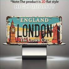 2D Flat - 1pc Vintage London Metal License Plate Decor And Ornament | For Decoration Only, Suitable For Home, Porch, Patio, Backyard, Garage, Cafe, Office, Ideal Holiday Gift (Random Style) - A - View 7