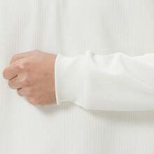 Adidas Men's Waffle Knit Half-Zip Pullover Sweatshirt - White - View 6